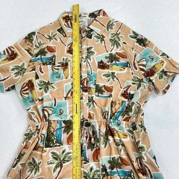 Label Of Love Womens sz M Romper Peach Tropical Print Jumpsuit Playset Vacation - Picture 4 of 11